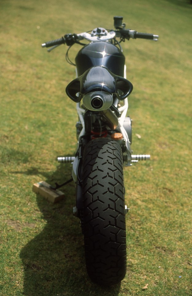 Underseat exhaust is neat and tidy.