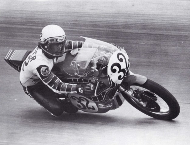 Baker at work on Yamaha Canada TZ750.